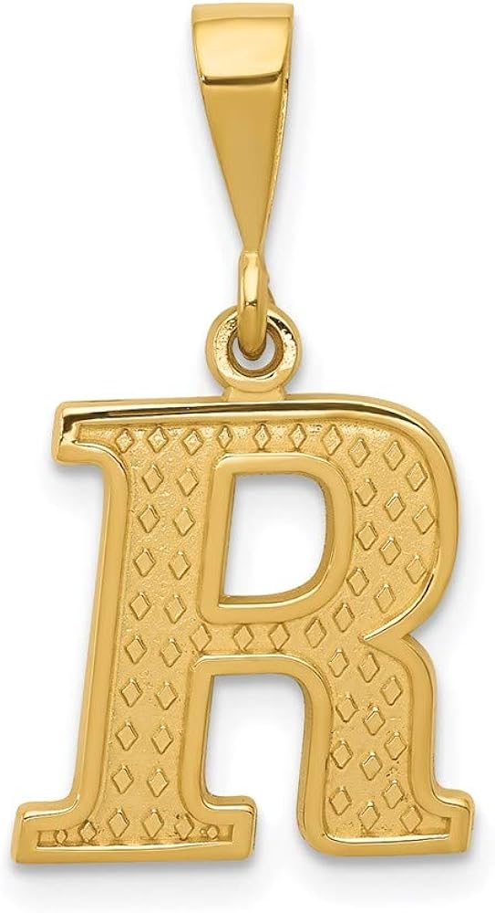 14k Yellow Gold Initial Monogram Name Letter R Pendant Charm Necklace Fine Jewelry