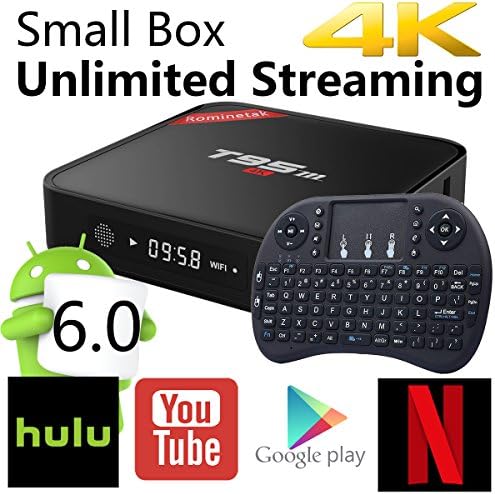 Rominetak [Wireless Mini Touchpad Keyboard] + T95M Android 6.0 Marshmallow TV Box Quad Core 1G/8G 4K UHD 3D HDMI Root Unlocked Miracast Google Streaming Media Player Fully Loaded WiFi DLNA