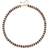 CrystalTears Beaded Gemstone Necklace for Women, Womens Colorful Boho Stone Bead Choker Necklace, Handmade Natural Crystal Stone Summer Beach Jewellery Gifts for Women Mom Christmas