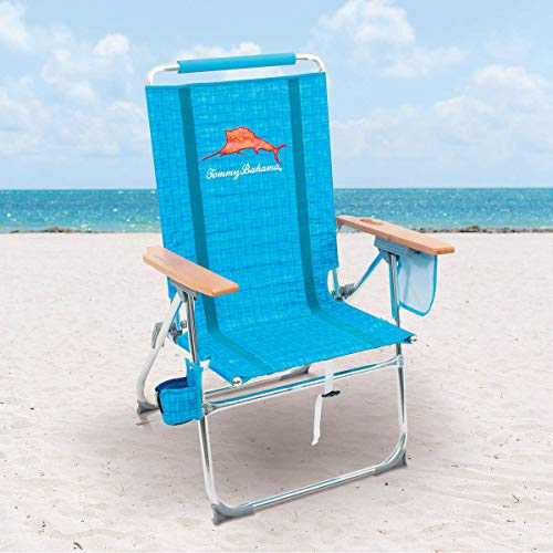 Tommy Bahama 7 Position HiBoy Beach Chair, Blue Beachfront Decor