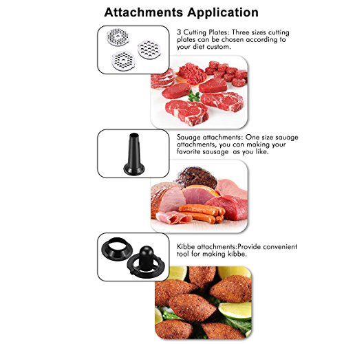 Meat Grinder Electric Stainless Steel Sausage Maker, Meat Mincer Sausage Stuffer with Grinding Plates for Home Use(Black)
