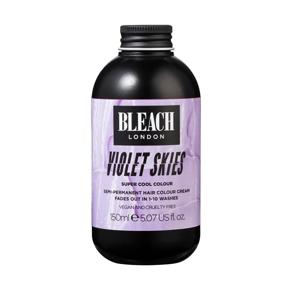Bleach London Violet Skies Colour - Semi-Permanent Hair Colour, Bright True Pink, Vegan, Cruelty Free, Vibrant Temporary Hair Colour Cream, 150 ml