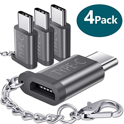 Asstar, Compatible USB C (Type C) to Micro USB Adapter Convert Connector with Keychain Replacement for Samsung Galaxy S9 S8 Plus Note 8, MacBook, Pixel 2 XL, LG V30 G5 G6, Moto Z Z2 (Grey)