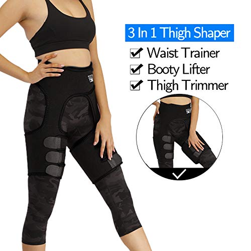 2 in 1 Women Waist Thigh Trimmer Belt for Leg Butt Hip Wear, Waist Trimmer for Women (Black, M)