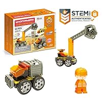 Magformers Amazing Construction 50Piece, Wheels, Orange Colors, Educational Magnetic Geometric Shapes Tiles Building STEM Toy Set Ages 3+