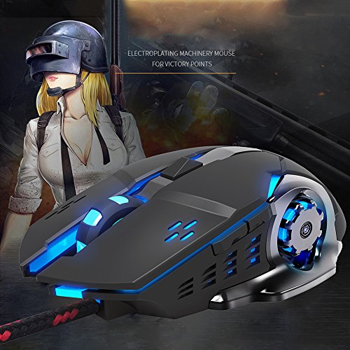 Tunable Gaming Mouse,Wired LED Light Optical 1600DPI Gaming Mute Mouse Mice for PUBG (black)