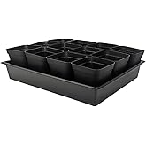 RooTrimmer 3.5 inch (9CM) Square Nursery Pots 60pcs, Sturdy Seedlings Trays 5 Pcs, Seeds Starter Germination Tray, Microgreenings Planter Nursery Propagation 5 Sets