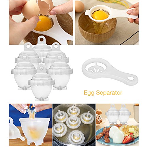 WEBSUN Hard Boiled Eggs Cooker with Egg Separator AS SEEN ON TV, BPA Free Egg Cooker Hard & Soft Maker (White 7 PCS)