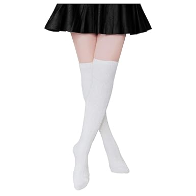 DRESHOW Damen Overknee Knee High Socks Kniestrümpfe Mädchen Warme Beinlinge Stricken Sport Socken Leggings Strümpfe Baumwolls