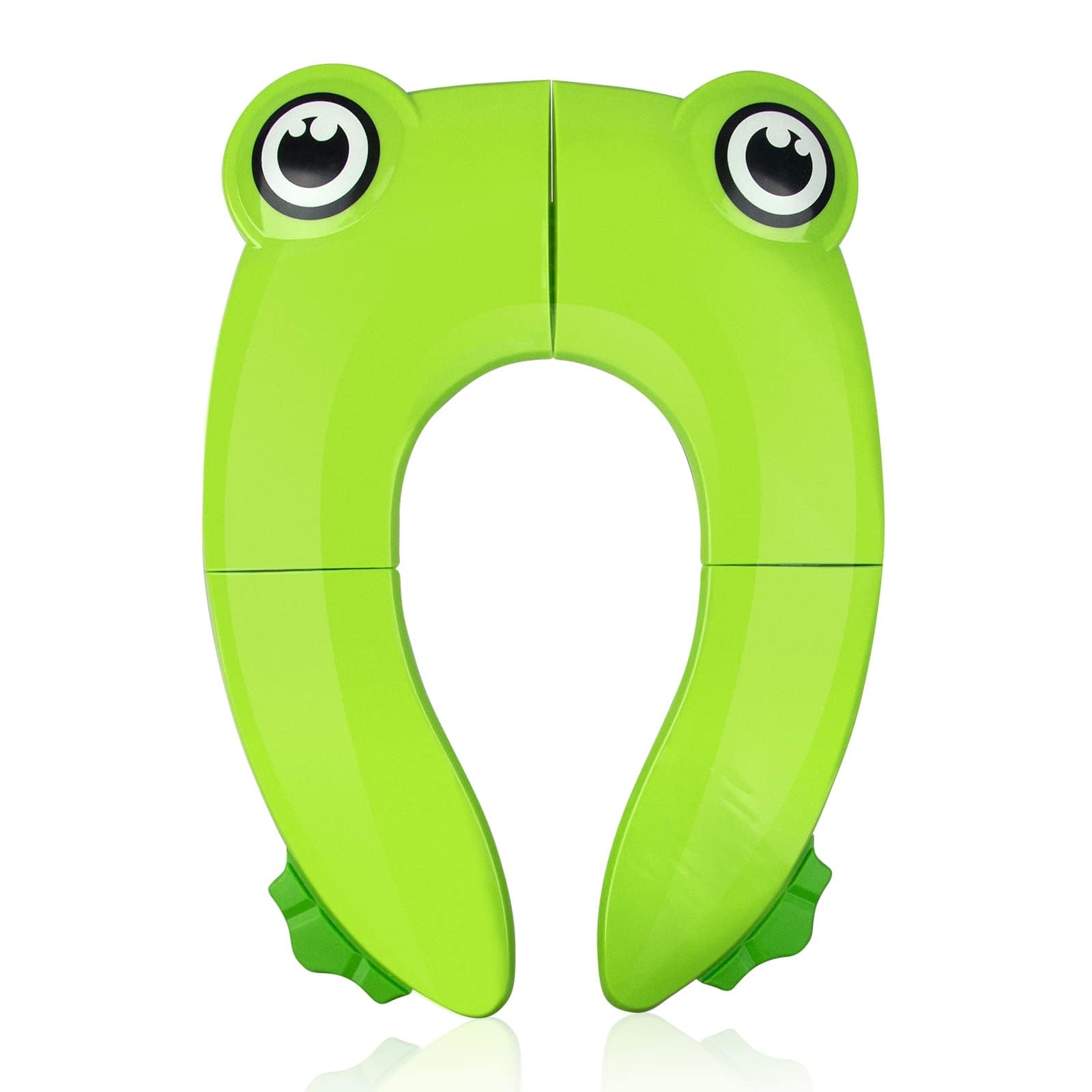 Pejoye Foldable Potty Toilet Training Seat, Travel Portable, Toddler, Folding Potty Training Seat for Kids with 6 Anti Slip Silicone Pads and 1 Carry Bag, Green Frog