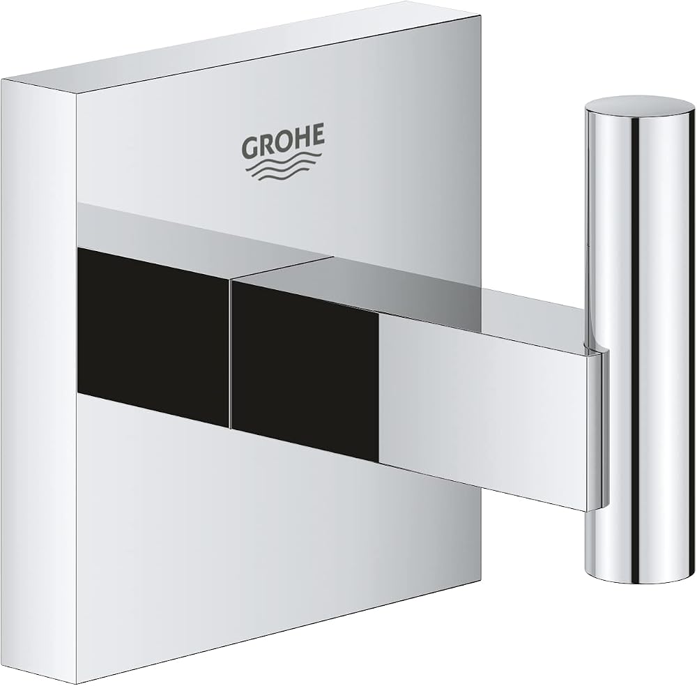 GROHE Start Cube Bathroom Robe Towel Hook Wall Mount Chrome Metal