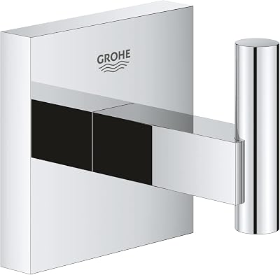 GROHE Start Cube Bathroom Robe Towel Hook Wall Mount Chrome Metal
