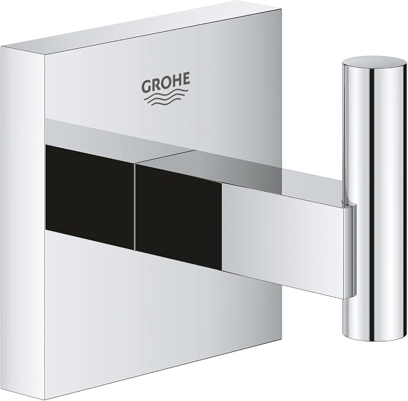 GROHE Start Cube Bathroom Robe Towel Hook Wall Mount Chrome Metal