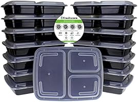 Freshware Meal Prep Containers [15 Pack] 3 Compartment with Lids, Food Containers, Lunch Box | BPA Free | Stackable | Bento Box, Microwave/Dishwasher/Freezer Safe, Portion Control, 21 day fix (32 oz)