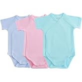 Baby Boys Girls Short Sleeves Kimono Clothes Cotton Baby Side-Snap Bodysuit Pack of Baby Layette Set