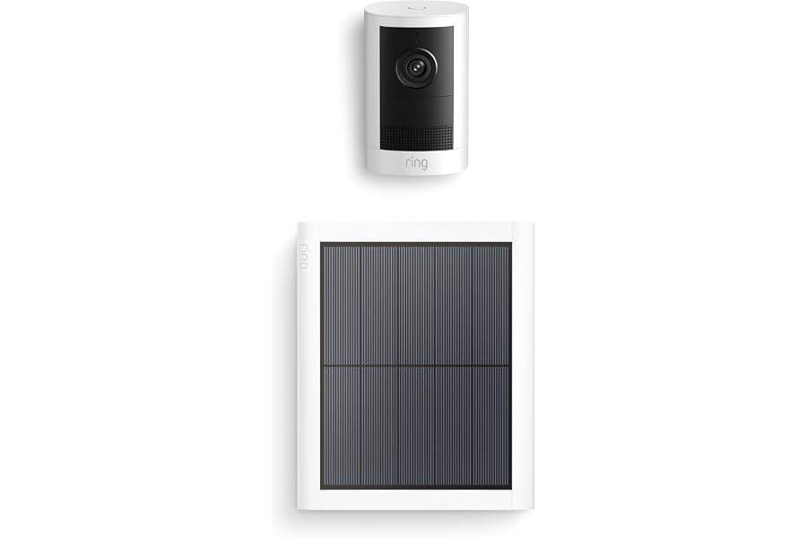 Ring Outdoor Cam, Solar (newest model), Home or business security, Wide-Angle Retinal 2K Video, 6x Enhanced Zoom, Night Vision for true color in low light, White