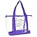 DALIX Clear Shopping Bag Security Work Tote Shoulder Bag Womens Handbag (Purple)