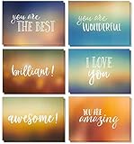 36 Pack Motivational Encouragement Greeting Cards, 6 Handwritten Modern Artistic Style Colorful Designs, Bulk Box Set Variety Assortment, Envelopes Included 5 x 7 Inches