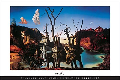 HUNTINGTON GRAPHICS Swans Reflecting Elephantst by Salvador Dali - Art Poster 24 x 36 inches