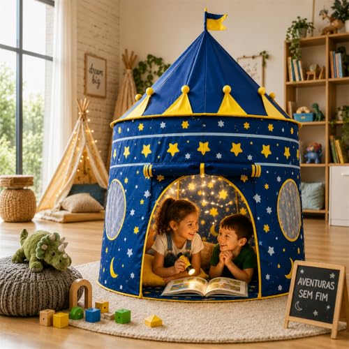 K-SELL IMPORTS, Barraca Infantil Cabana e Castelo dos Príncipes Azul | Cabana Dobrável, Para Menino, Tenda Cabaninha