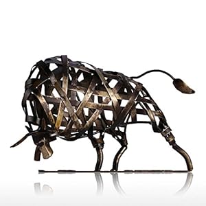DeepBlue Tooarts Metallfigur aus Eisen, geflochtenes Rinder, Vintage-Stil, Heimdekoration, handgefertigt, Tier-Zubehör…