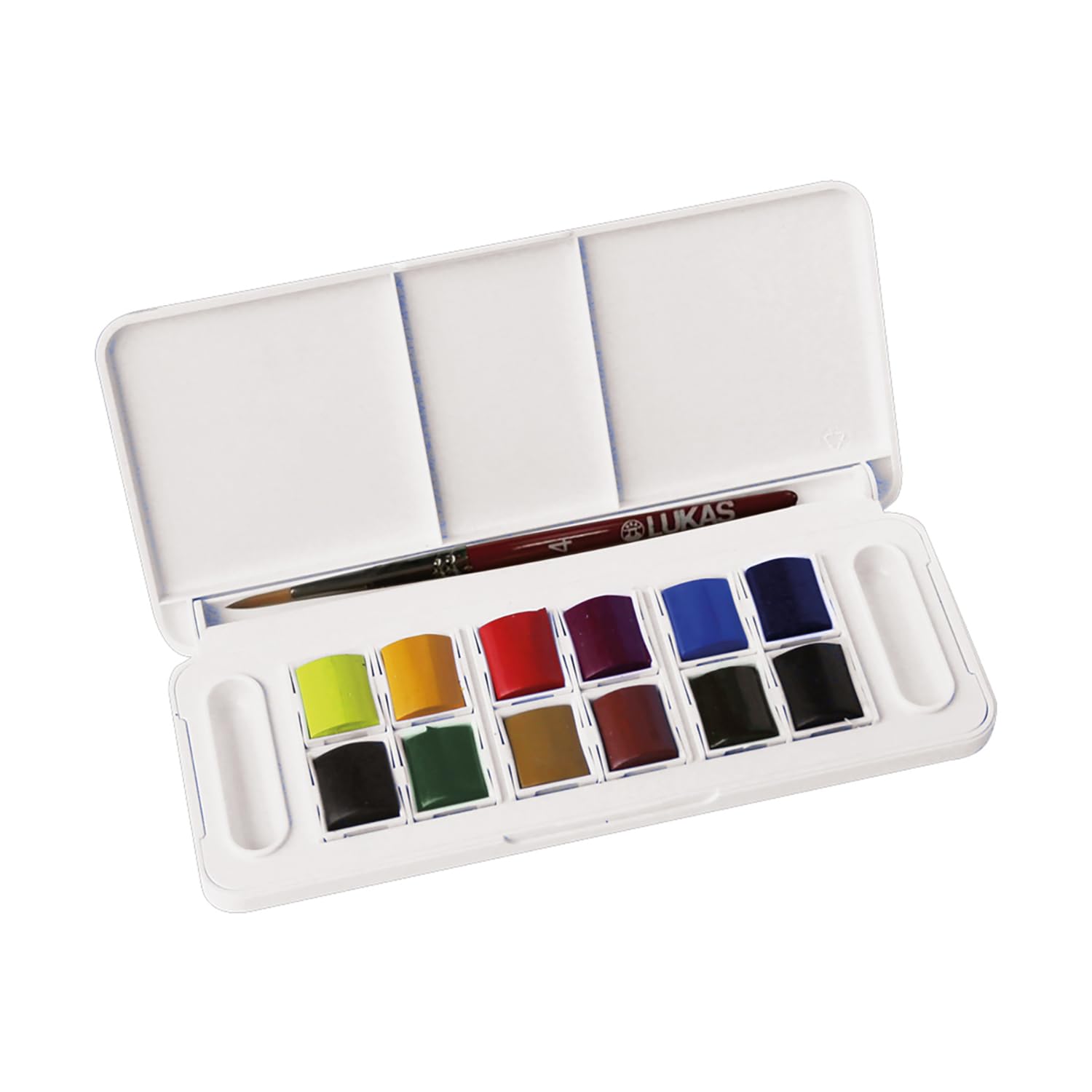 Lukas Aquarell Artist Studio Watercolor Paint Set - Professional Quality, Includes Travel Friendly Plein Aire Outdoor Painting Case, a Water Color Brush and Color Mixing Palette - 12 Brilliant Colors
