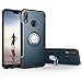 Orzero TPU + PC Hybrid Dual Layer Case Compatible for Huawei P20 Lite Full Body Heavy Duty Protection 360 Rotating Metal Ring (Adsorbed Iron Plate) (Huawei P20 Lite Not Included)-Navy