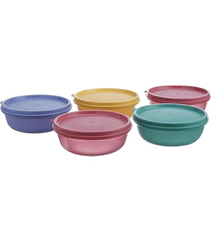 Tupperware Lot de 4 bols tropicaux anti-déversement en plastique Multicolore 210 ml