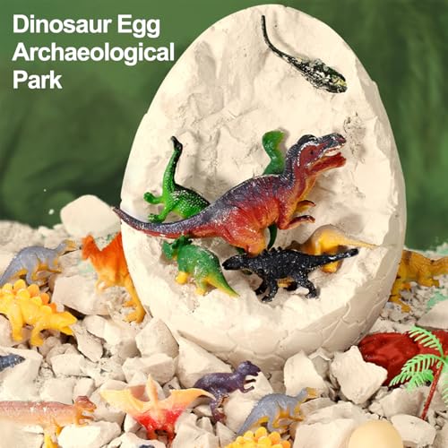 Dinosaur Egg Dig Kit Toys, DMG Large Fossil Excavation Set with 12 PCS 2.5 Inch Dinosaurs, Medical Grade Plaster & Eco Plastic Tools, Adventure Map Board Game for Kids Archaeology Play