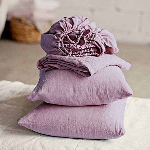Merryfeel Luxurious 100% Pure French Linen Sheet Set - Queen - Mauve