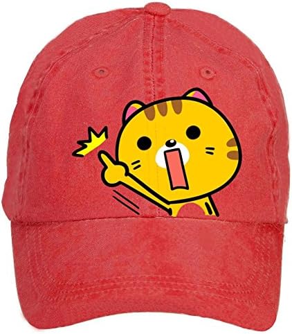 Qikdg Custom Adjustable Amazing Cat Baseball Cap-Washed 100% Cotton Red