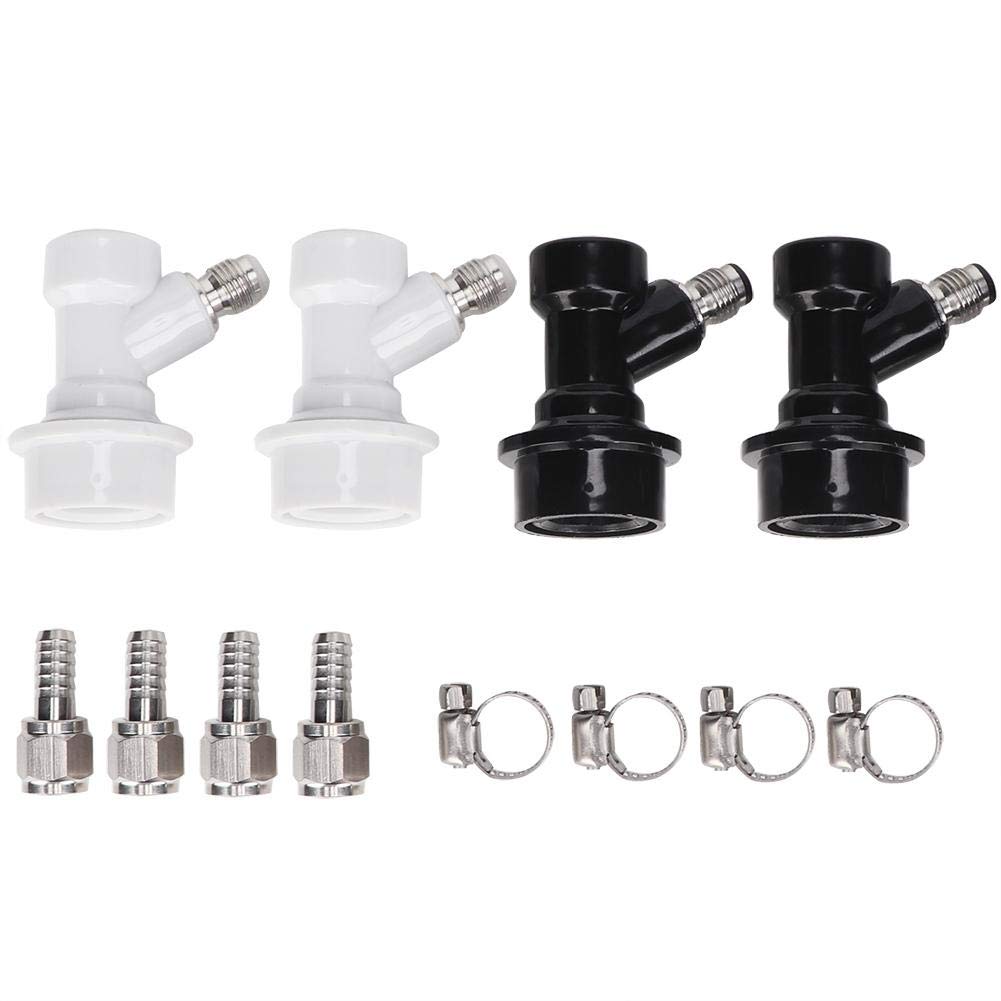 4PCS Threaded Ball Lock Keg Fittings with Hose Clamps Plastic Connector with Adapter Clamp