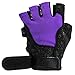 Contraband Pink Label 5127 Womens Vegan Weight Lifting Gloves w/Synthetic Microfiber Amara Leather (Pair) - Machine Washable Fingerless Workout Gloves Designed for Women (Purple, Medium)