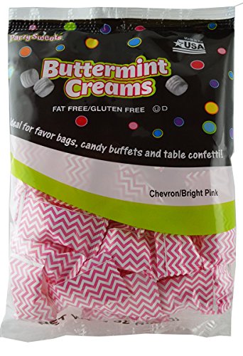 Party Sweets Chevron Bright Pink Buttermints by Hospitality Mints, Appx 300 mints, 7-Ounce Bags (Pack of 6)