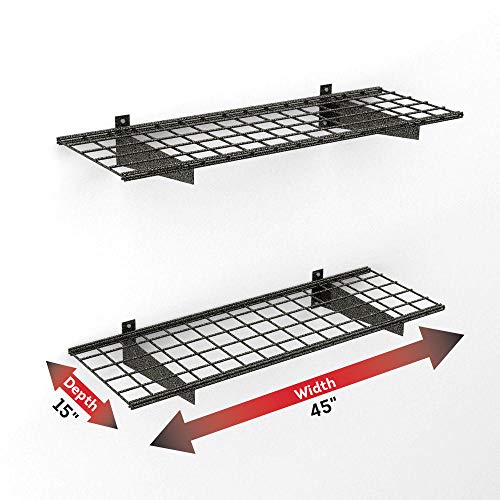 HyLoft 00651 45Inch by 15Inch Steel Wall Shelf for Garage Storage, LowProfile Brackets