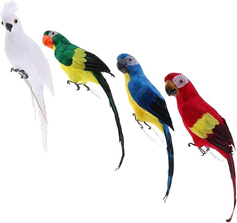 P Prettyia 4pieces Statue Jardin Animaux Miniature Oiseau Realiste Fait Main Figures Miniature Jardin Deco Amazon Fr Cuisine Maison