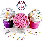 Bath Bomb GIFT SET, 3 XL Cupcakes - Fizzy Lush Bath Bombs Nourish (Sea Salts), Moisturize (Jojoba & Sweet Almond Oils), Exfoliate (Frosting). Fun Gift for Her - Spa Relaxation Bath Set. Made in USA.