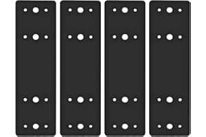 Andorm 2pcs 3x10 Straight Steel Flat Mending Truss Plate, Reinforcement Metal Mounting Joining Bracket for Framing Pergolas, I-Truss Connections Black