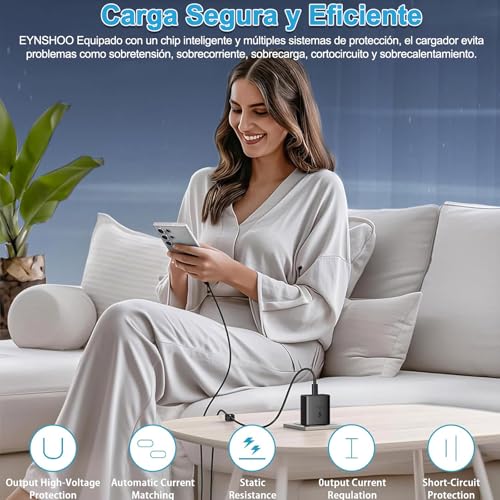 Eynshoo Paquete de 2 Cargador Tipo C 45W de Carga Rápida con 2 Cables de 2M, Cubo de Pared Compatible con Galaxy S26 Ultra/S25/S24/S23, Serie A55/A54/A35/A15, Note 20 y Tab S10/S9