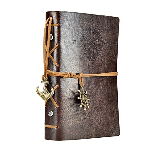 Travel vintage journal, pu leather cover blank notebook