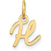14k Yellow Gold Initial H Pendant for Women - Script Letter Charm with Polished Finish, Real Gold Monogram Necklace, Dainty Alphabet Jewelry, Custom Name Pendant for Everyday Minimalist Wear