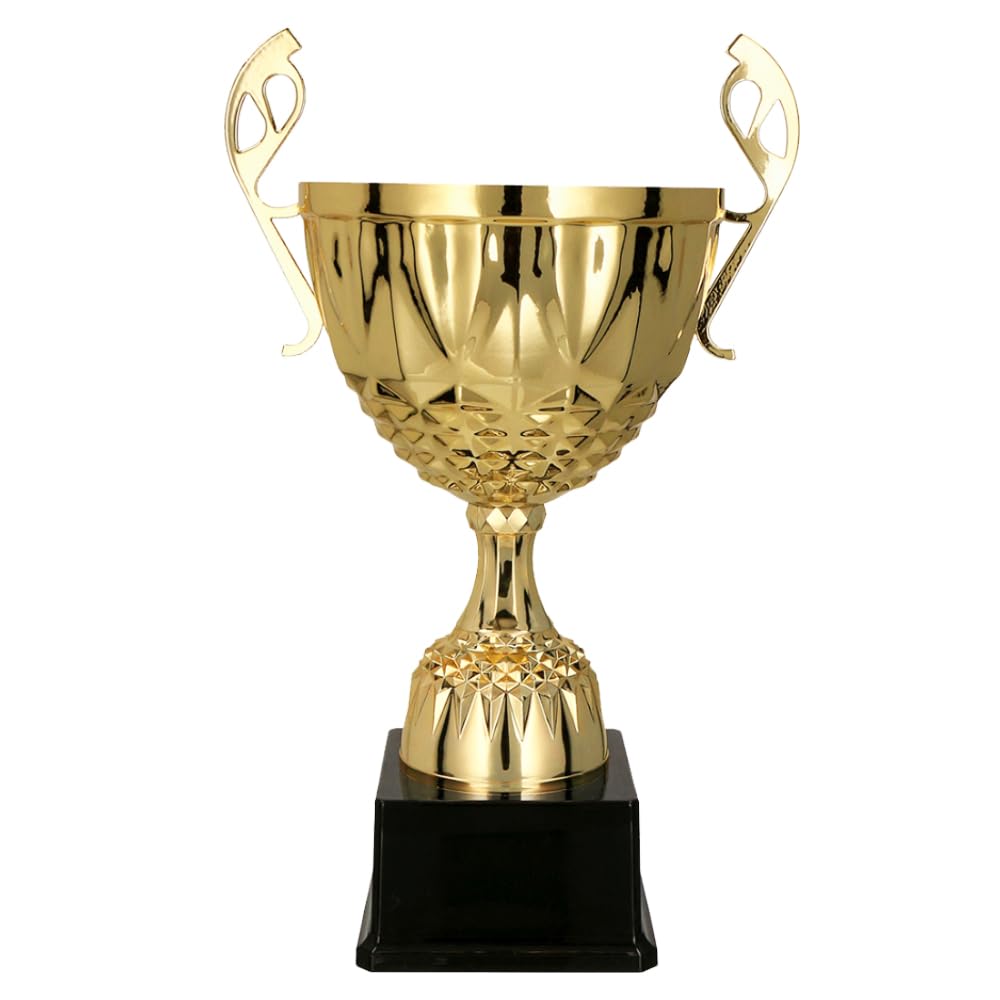 Larius Metal Trophy in Gold and Silver, Honorary Prize Trophy with Desired Engraving (without Desired Text, Gold, M)