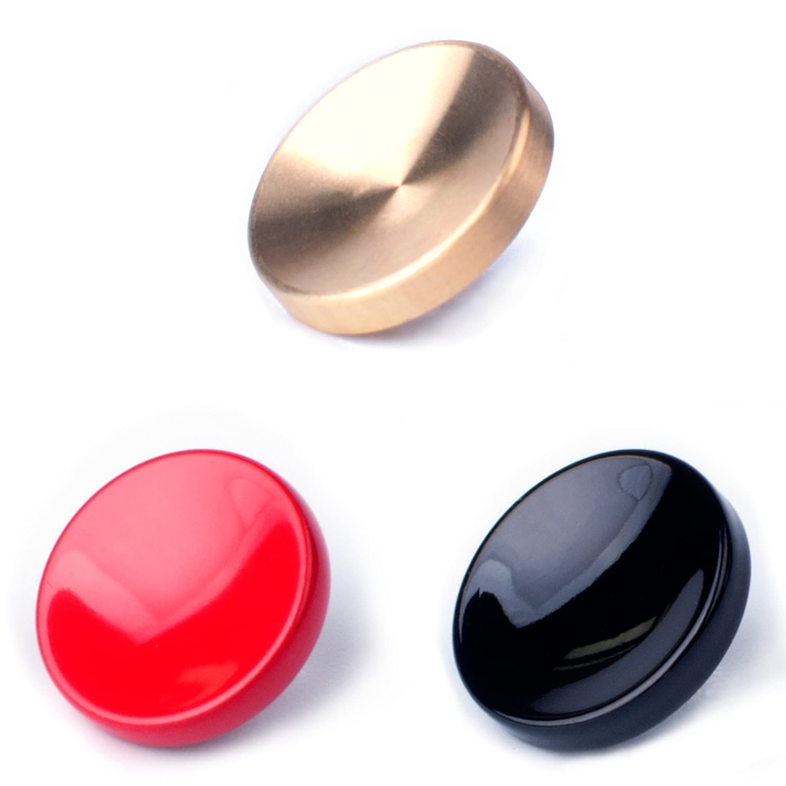 VKO Metal Soft Shutter Release Button,Delicate Camera Shutter Button Black Red Golden 11mm Concave Surface(3 Pack)