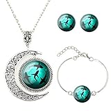 Moon pendant Circling Sharks necklace whale jewelry Shark pendant Best friend Necklace Bracelet Earrings jewelry Set gift for BFF