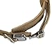 Pettom Tactical Dog Adjustable Collar Military Training Molle Nylon Dog Collar Leash With Handle Steel Buckle 1.5'' (L, Brown)