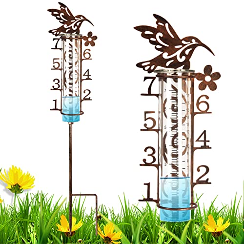 Rain Gauge Outdoor with Large Numbers Easy to Read, Decorative Rain Gauge with Rustproof Metal