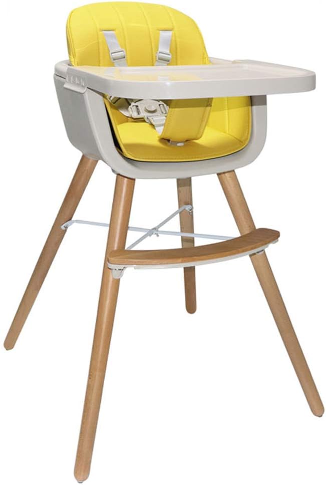 Wood High Chair Toddlers 3 in 1 Convertible Highchair Solution with Cushion Baby Adjustable Chair