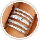 FROLOVER Stackable Silver/Gold Rings for Women Non Tarnish Trendy Dainty 14K Gold Plated Stacking Cubic Zirconia Thumb Ring Set Minimalist Promise Wedding Bands Engagement Rings for Women Size 6-10