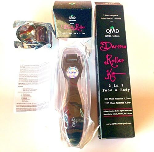 Derma Roller 2 in1 Kit Skin Massager (1mm + 1,5mm) For Face/Body. Banish Acne Scars &amp; Stretch Marks.