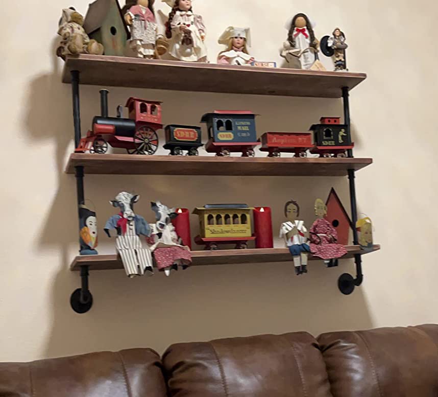 Pipe Shelves Industrial Pipe Shelving Shelves Real wood Industrial